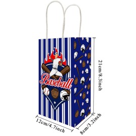chiazllta 12 Pcs Baseball Party Treat Bag Kids Boys Girls Baseball Gift Candy Goodie Snack Favor Bags with Handle for Sports Game Themed Birthday Party Baby Shower Team Celebration Decoration Supplies