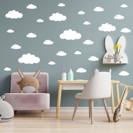 Big Clouds Wall Decals Removable DIY Large Vinyl Sticker Self Adhesive Wallpaper for Living Room Nursery Children Baby Kids Boys Girls Bedroom Decor Home Art Mural Dec