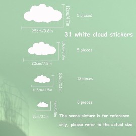 Big Clouds Wall Decals Removable DIY Large Vinyl Sticker Self Adhesive Wallpaper for Living Room Nursery Children Baby Kids Boys Girls Bedroom Decor Home Art Mural Dec
