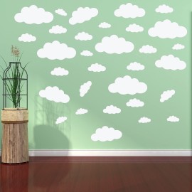 Big Clouds Wall Decals Removable DIY Large Vinyl Sticker Self Adhesive Wallpaper for Living Room Nursery Children Baby Kids Boys Girls Bedroom Decor Home Art Mural Dec