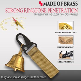 Solid Brass 1.5 Loud Bear Bells for Hikers,with Silencer and Emergency Whistle for Hiking, Biking, Fishing, Rock Cimbing (2 Sets)