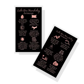 Boutique Marketing LLC Ombre Brow Microshading Aftercare Instructions Card | 50 Pack 2x3.5 inches Business Size Snatched Brows Black with Rose Gold Foil Color Design, black, rose gold