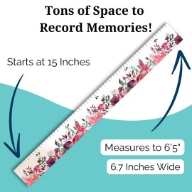 Headwaters Studio Growth Chart for Wall - Height Chart for Kids, Wall Hanging Growth Chart, Baby Nursery Height Measurement, Kids Growth Chart Wall, Growth Chart for Kids - Floral - Pink - 63 x 6.7