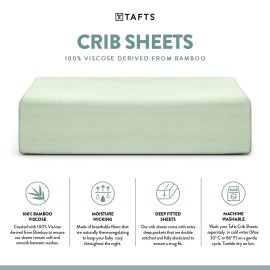 Tafts Crib Sheets, 100% Viscose derived from Bamboo Fitted, Girls, Boys & Unisex, 8 Inch Deep Pocket, Standard Crib & Toddler Mattress, Cooling, Soft, 360 Elastic, Lifetime Quality, (28 x 52 Green)