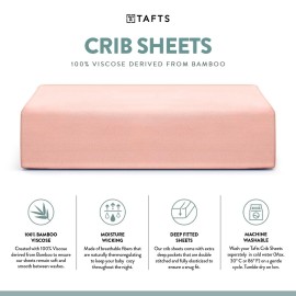 Tafts Crib Sheets, 100% Viscose derived from Bamboo Fitted, Girls, Boys & Unisex, 8 Inch Deep Pocket, Standard Crib & Toddler Mattress, Cooling, Soft, 360 Elastic, Lifetime Quality, (28 x 52 Pink)