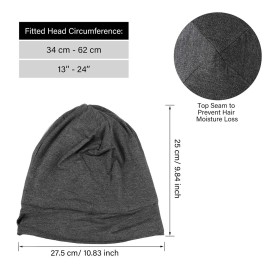 2 Pieces Silk Satin Bonnet for Mens with Natural Curly Wave Hair (Black, Dark Grey)