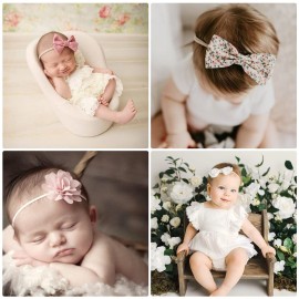 DRESHOW BQUBO Baby Girl Headbands with Bows Nylon Hairbands Handmade Hair Accessories for Newborn Infant Toddlers 10 Pack