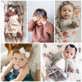 DRESHOW BQUBO Baby Girl Headbands with Bows Nylon Hairbands Handmade Hair Accessories for Newborn Infant Toddlers 10 Pack