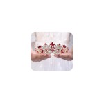 JWICOS Rhinestone Crystal Princess Bridal Wedding Tiara Crown for Women (Red)