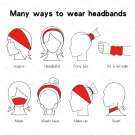 Jesries Women\'s Workout Headbands Non Slip Sport Sweatbands Yoga Hairbands for Travel Fitness Athletic Elastic Moisture Wicking for Girls