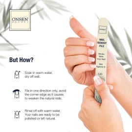 Onsen Japanese Nail Shape & Shine Kit | 3-Way Nail Buffer Block w/ 2 Extra Pads & 6-Pack Professional Nail File 120/180 Grit for Natural and Acrylic Nails | Shape and Shine Series - Super Value Bundle