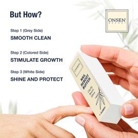 Onsen Japanese Nail Shape & Shine Kit | 3-Way Nail Buffer Block w/ 2 Extra Pads & 6-Pack Professional Nail File 120/180 Grit for Natural and Acrylic Nails | Shape and Shine Series - Super Value Bundle