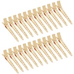 24 Packs Duck Bill Clips, Bantoye 2.75 Inches Rustproof Metal Alligator Curl Clips with Holes for Hair Styling, Hair Coloring, Gold