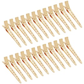 24 Packs Duck Bill Clips, Bantoye 2.75 Inches Rustproof Metal Alligator Curl Clips with Holes for Hair Styling, Hair Coloring, Gold 24 Packs Duck Bill Clips, Bantoye 2.75 Inches Rustproof Metal Alligator Curl Clips with Holes for Hair Styling, Hair Coloring, Gold