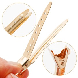 24 Packs Duck Bill Clips, Bantoye 2.75 Inches Rustproof Metal Alligator Curl Clips with Holes for Hair Styling, Hair Coloring, Gold 24 Packs Duck Bill Clips, Bantoye 2.75 Inches Rustproof Metal Alligator Curl Clips with Holes for Hair Styling, Hair Coloring, Gold