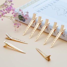 24 Packs Duck Bill Clips, Bantoye 2.75 Inches Rustproof Metal Alligator Curl Clips with Holes for Hair Styling, Hair Coloring, Gold 24 Packs Duck Bill Clips, Bantoye 2.75 Inches Rustproof Metal Alligator Curl Clips with Holes for Hair Styling, Hair Coloring, Gold