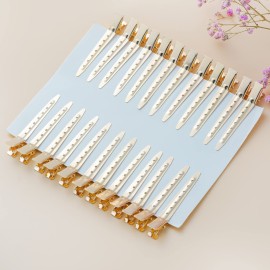 24 Packs Duck Bill Clips, Bantoye 2.75 Inches Rustproof Metal Alligator Curl Clips with Holes for Hair Styling, Hair Coloring, Gold 24 Packs Duck Bill Clips, Bantoye 2.75 Inches Rustproof Metal Alligator Curl Clips with Holes for Hair Styling, Hair Coloring, Gold