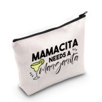 G2TUP Margarita Lover Mamacita Needs A Margarita Cosmetic Bag and Travel Make Up Pouch - Cinco De Mayo Gift (White Bag)