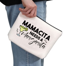 G2TUP Margarita Lover Mamacita Needs A Margarita Cosmetic Bag and Travel Make Up Pouch - Cinco De Mayo Gift (White Bag) G2TUP Margarita Lover Mamacita Needs A Margarita Cosmetic Bag and Travel Make Up Pouch - Cinco De Mayo Gift (White Bag)