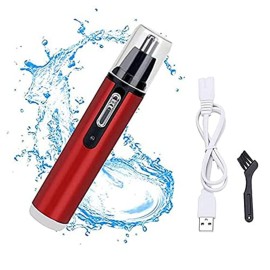Electric Ear Neck Nose Hair Trimmer Eyebrow Trimmer Implement Shaver Clipper Shaver Man Woman Clean Trimer Razor Remover Kit IPX7 Waterproof Dual Edge Blades for Easy Cleansing (RED)
