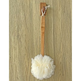 Shower Loofah Body & Back Scrubber - Exfoliating Loofah Bath Brush On a Stick - with Long Wooden Handle Back Brush for Men & Women - Easy Reach Body Wash & Lotion ApplicatorWhite Shower Loofah Body & Back Scrubber - Exfoliating Loofah Bath Brush On a Stick - with Long Wooden Handle Back Brush for Men & Women - Easy Reach Body Wash & Lotion ApplicatorWhite