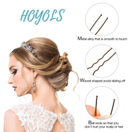 HOYOLS U Shaped Assorted Size Hair Bobby Pins, Metal Bun Clips Hairpin Crimped Design with Ball Tips for Women Girls Grips Hairstyle, 150 Count Bulk Pack (Brown) HOYOLS U Shaped Assorted Size Hair Bobby Pins, Metal Bun Clips Hairpin Crimped Design with Ball Tips for Women Girls Grips Hairstyle, 150 Count Bulk Pack (Brown)