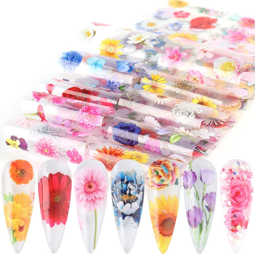 Flowers Nail Art Foil Transfer Stickers Decals, Holographic Floral Nail Art Design, Sky Starry Paper Transfer Foils Nails Supplies for Women Girls Manicure Decoration Nail Accessories Set(10 Sheets) Flowers Nail Art Foil Transfer Stickers Decals, Holographic Floral Nail Art Design, Sky Starry Paper Transfer Foils Nails Supplies for Women Girls Manicure Decoration Nail Accessories Set(10 Sheets)
