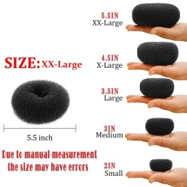 Hair Donut Bun Maker, Ring Style Bun, Chignon Hair Increase Doughnut Shaper for Thick and Long Hair (XX-Large, 5.5 Inch/Black) Hair Donut Bun Maker, Ring Style Bun, Chignon Hair Increase Doughnut Shaper for Thick and Long Hair (XX-Large, 5.5 Inch/Black)
