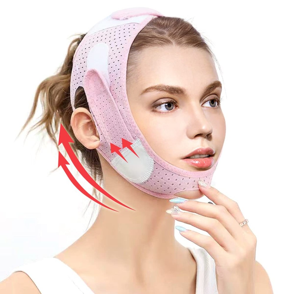 V-Line Mask Chin Strap, Reusable V Shaped Face Belt for Sleeping Jaw Exerciser, Prevent Sagging V-Line Lifting Chinstrap, Facial Slimmer Shaper for Women and Men Double Chin (Pink) V-Line Mask Chin Strap, Reusable V Shaped Face Belt for Sleeping Jaw Exerciser, Prevent Sagging V-Line Lifting Chinstrap, Facial Slimmer Shaper for Women and Men Double Chin (Pink)