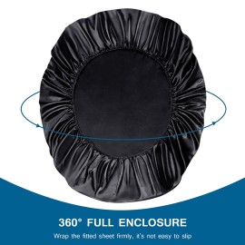 Massage Table Cover, Silky Massage Table Sheets(36 W x 77 L x 7 D), Reusable Spa Bed Sheets Salon Table Protective Cover, Satin & Wrinkle-Resistant, Machine Washable, Black