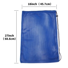 2 Packs Mesh Gear Bag for Snorkel Equipment, Oversized 18 x 27 Mesh Dive Bag Scuba Diving Bag Snorkel Bag Backpack for Snorkeling Gear, Fins, Swimming Gear, Beach and Sports Equipment (Black & Blue)