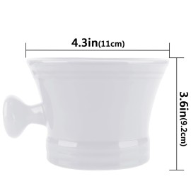 Linkidea Ceramic Shaving Mug with Knob Handle, Deep Size Wet Shaving Cup, Razor Shave Soap and Cream Bowl for Men, White Linkidea Ceramic Shaving Mug with Knob Handle, Deep Size Wet Shaving Cup, Razor Shave Soap and Cream Bowl for Men, White