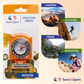 Orienteering Compass - Hiking Backpacking Compass - Advanced Scout Compass Camping and Navigation - Boy Scout Compass Kids - Childrens Compasses for Map Reading - Baseplate Compass Survival (Orange)