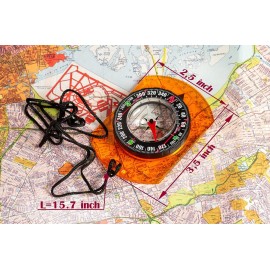 Orienteering Compass - Hiking Backpacking Compass - Advanced Scout Compass Camping and Navigation - Boy Scout Compass Kids - Childrens Compasses for Map Reading - Baseplate Compass Survival (Orange)