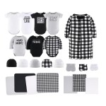 The Peanutshell Baby Layette Gift Set for Baby Girls - 23 Piece New Born Girl Gift Set, Clothes & Newborn Essentials Must Haves - Girl Clothes 0-3 Months - Black & White