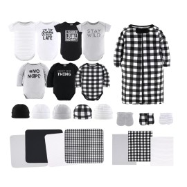 The Peanutshell Baby Layette Gift Set for Baby Girls - 23 Piece New Born Girl Gift Set, Clothes & Newborn Essentials Must Haves - Girl Clothes 0-3 Months - Black & White