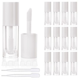 COSIDEA 14pcs Empty 6ml big brush lip gloss tubes for DIY lip gloss,White lipgloss containers