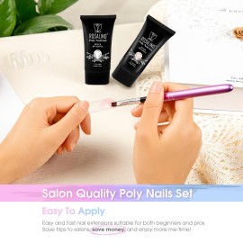 ROSALIND Soft Pink&White Poly Extension Gel for Nails, 2 PCS 30ml White Poly Nail Gel Light Pink Poly Builder Acrylic Extension, Poly Nail Colors in Tube