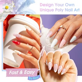 ROSALIND Soft Pink&White Poly Extension Gel for Nails, 2 PCS 30ml White Poly Nail Gel Light Pink Poly Builder Acrylic Extension, Poly Nail Colors in Tube