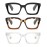 ZXYOO 3 Pack Oversize Square Design Reading Glasses for Women, Blue Light Blocking Reader (Black&Leopard&Transparent, 1.75)