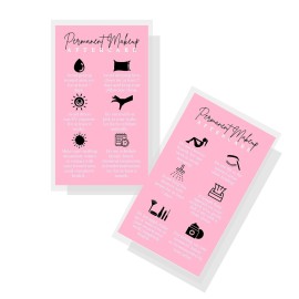 Boutique Marketing LLC Permanent Makeup Aftercare Instructions Card | 50 Pack 2x3.5 inches Business Size PMU Pink Design, pink, black, white