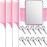 Patelai 10 Pieces Hair Parting Rings, 3 Pieces Steel Rat Tail Braiding Comb with Magnetic Wrist Pin for Parting and Selecting - Pink, Silver (11 in total)