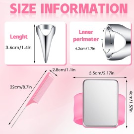 Patelai 10 Pieces Hair Parting Rings, 3 Pieces Steel Rat Tail Braiding Comb with Magnetic Wrist Pin for Parting and Selecting - Pink, Silver (11 in total)