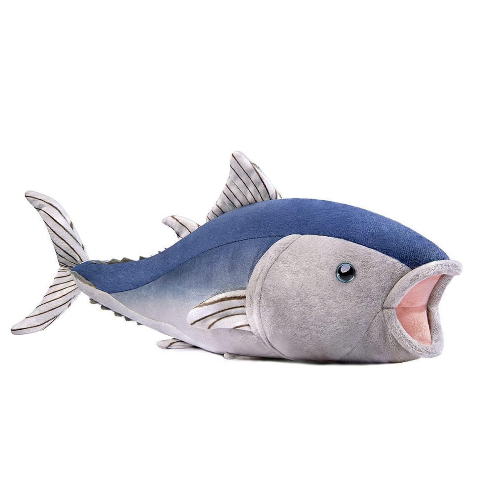 ZHONGXIN MADE Simulation Bluefin Tuna Stuffed Plush Toy - 16inch Lifelike Depth Ocean Animals Bluefin Tuna Fish Plushie Toys Figur, Super Soft Plush Dolls for Kids Stuffed Model Toys, Gifts for Kids