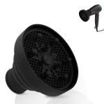 Silicone Hair Dryer Diffuser Collapsible 6 Colors Available Portable Hair Salon Tools for Home and Travel (Black)