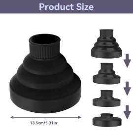 Silicone Hair Dryer Diffuser Collapsible 6 Colors Available Portable Hair Salon Tools for Home and Travel (Black)