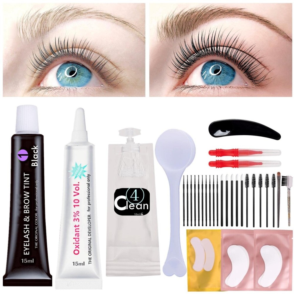 Lash T-i-n-t Kit Black, 15ml Eyelash D-y-e, Full Brow T.i.n.t. Set With Tools, DIY Eyelash Eyebrow T-i-n-ting Makeup At Home, Be Voluminous And Energetic For 6 Weeks(Black Stain Mascara Look) Lash T-i-n-t Kit Black, 15ml Eyelash D-y-e, Full Brow T.i.n.t. Set With Tools, DIY Eyelash Eyebrow T-i-n-ting Makeup At Home, Be Voluminous And Energetic For 6 Weeks(Black Stain Mascara Look)