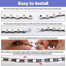 Bike Chain Kit, Single/6/7/8/9/10/11/12 Speed Multi-Function Bike Mechanic Repair Kit, Chain Breaker and Bike Link Plier with Hook and 6 Pairs Bicycle Buckle, Reusable (6/7/8 Speed Bike Chain Kit)