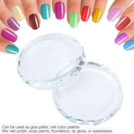 Nail Art Palette, 2pcs Nail Art Palettes Color Mixing Tool for DIY Makeup Mixing Palette Drawing Color Dish Toning Glass Nail Tips Painting Tray False Eyelash Glue Hold Makeup Pallet
