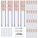 AMORIX 24 Pack Pearl Diamond Lip Gloss Tubes with Wand 5ml Empty Lip Gloss Containers Lipgloss Bottles with Stoppers + 2pcs Syringes for DIY Lip Gloss Balm